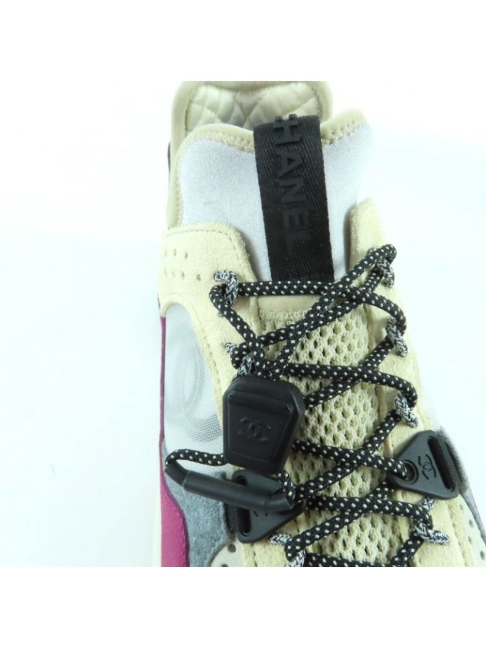 Chanel CC Logo Leather Lace Up Mesh Sneakers Multi 36 - Picture 8 of 14